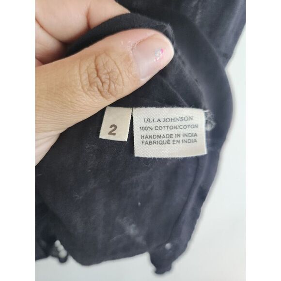 Ulla Johnson "Lupe" 100% Cotton Black Embroidery Open Eyelet Dress size 2 - Picture 5 of 8